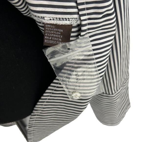 J. McLaughlin Grey White Striped Long Sleeve Button Down Top Medium - Picture 3 of 5